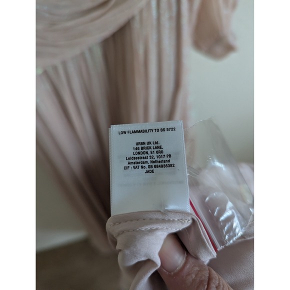 NWT BHLDN Jade Metallic One-Shoulder Maxi Dress size 0 baby pink formal - Picture 10 of 10